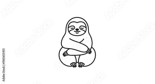 Cute Sloth Sitting Down Smiling.