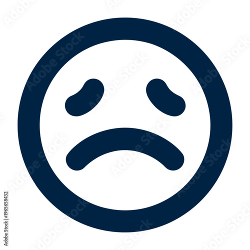 Vector of a sad face with a frowning expression and droopy eyes.
