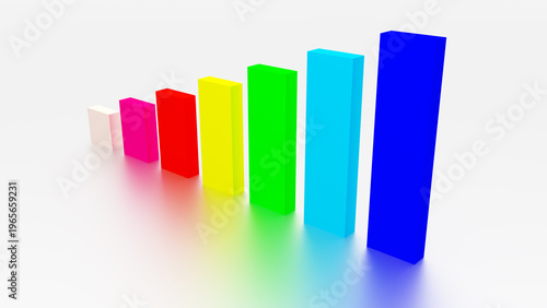 3D render of a Multi coloured bar chart on a white background