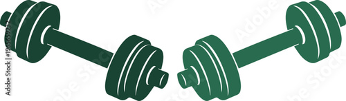 Two green dumbbells vector illustration, fitness and gym equipment, strength training workout accessories, healthy lifestyle and exercise concept, sports and bodybuilding graphic asset