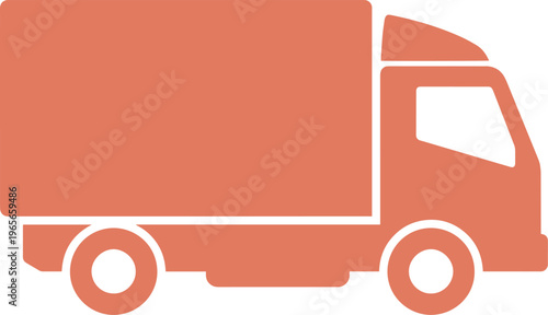 Delivery truck vector icon, modern flat design freight vehicle, commercial shipping and logistics symbol, isolated transportation graphic element for web and app interfaces