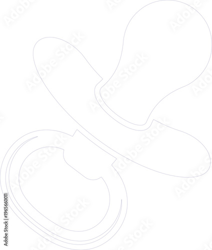 Minimalist white pacifier vector outline, simple baby soother illustration, clean infant dummy graphic, essential newborn care icon for design projects