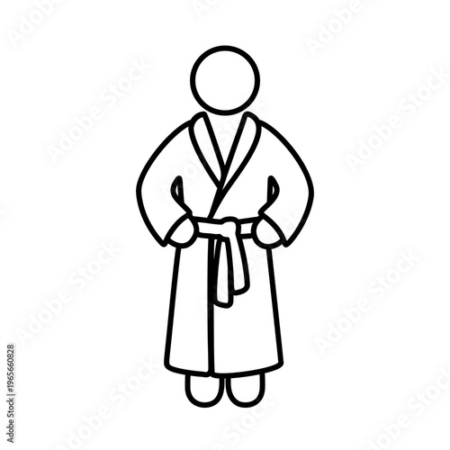 バスローブを着た人物のラインアイコン