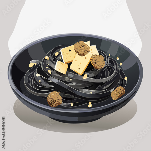 Schwarze Trüffel-Pasta mit Goldflocken