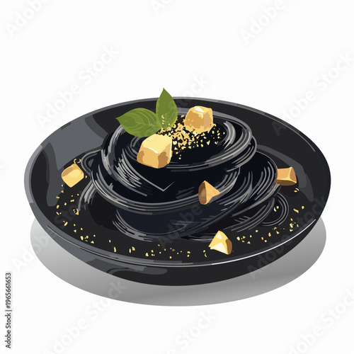 Schwarze Trüffel-Pasta mit Goldflocken