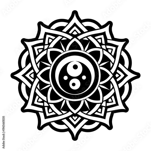 A glyph style icon depicting balance mandala