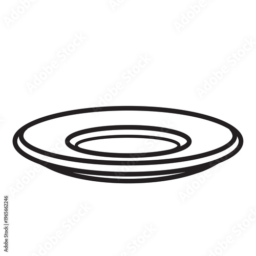 Porcelain plate linear drawing isolated on white background