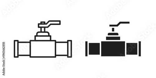 Pipe valve icon Line Design Vector Illustration. Solid Black icons