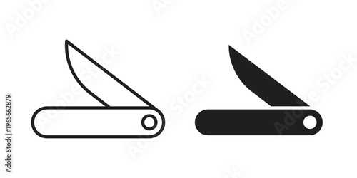 Pocket knife icon Line Design Vector Illustration. Solid Black icons