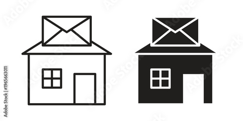 Post office icon Line Design Vector Illustration. Solid Black icons