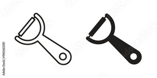 Potato peeler icon Line Design Vector Illustration. Solid Black icons