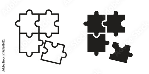 Puzzle icon Line Design Vector Illustration. Solid Black icons