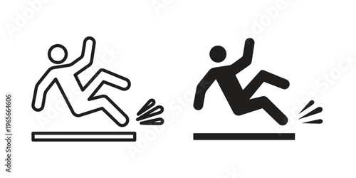 Slippery floor icon Line Design Vector Illustration. Solid Black icons