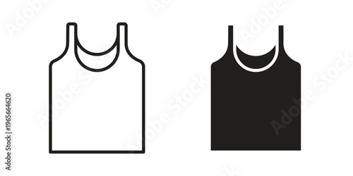Sleeveless shirt icon Line Design Vector Illustration. Solid Black icons