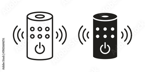 Smart speaker icon Line Design Vector Illustration. Solid Black icons