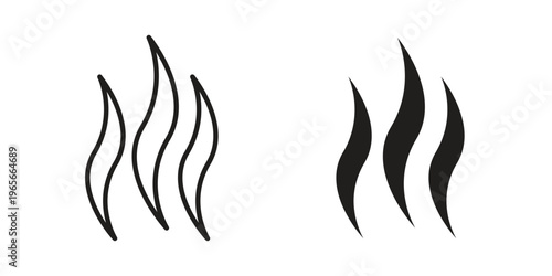 Smoke steam silhouette icon Line Design Vector Illustration. Solid Black icons