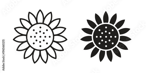 Sunflower icon Line Design Vector Illustration. Solid Black icons