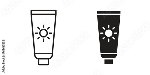 Sunscreen icon Line Design Vector Illustration. Solid Black icons