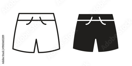 Swim shorts icon Line Design Vector Illustration. Solid Black icons