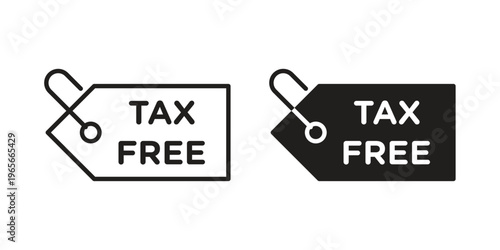 Tax free icon Line Design Vector Illustration. Solid Black icons