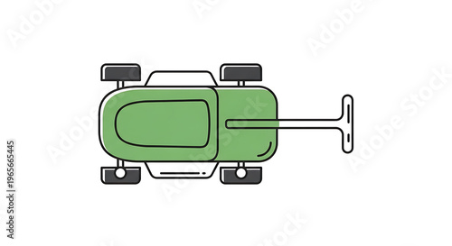Green Lawn Mower Icon Illustration Isolated on White Background