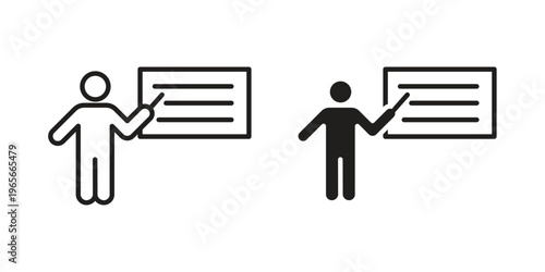 Teaching icon Line Design Vector Illustration. Solid Black icons