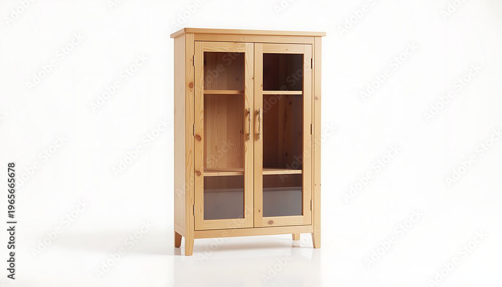 Obraz premium Modern Wooden Cabinet with Sliding Glass Doors 