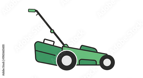 Green Lawn Mower Icon Illustration Isolated on White Background