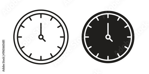 Time icon Line Design Vector Illustration. Solid Black icons