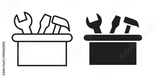 Toolbox icon Line Design Vector Illustration. Solid Black icons