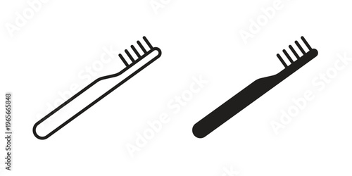 Toothbrush icon Line Design Vector Illustration. Solid Black icons