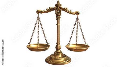 Golden scales of justice. Intricate, detailed, and centered against a stark black background