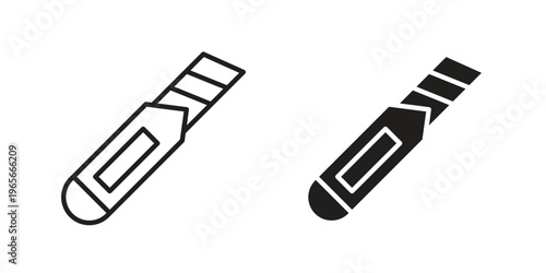 Utility knife icon Line Design Vector Illustration. Solid Black icons
