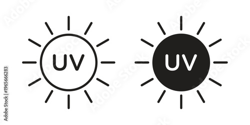 UV icon Line Design Vector Illustration. Solid Black icons