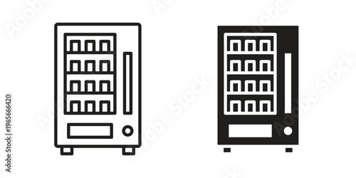 Vending machine icon Line Design Vector Illustration. Solid Black icons