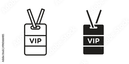 VIP neck tag icon Line Design Vector Illustration. Solid Black icons