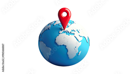 A globe with a red location pin pointing at Europe, set against a black background