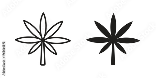 Weed icon Line Design Vector Illustration. Solid Black icons