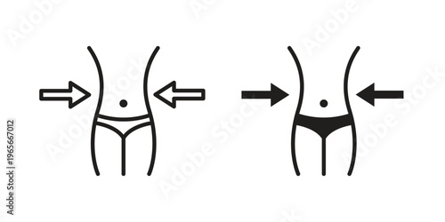 Weight loss icon Line Design Vector Illustration. Solid Black icons