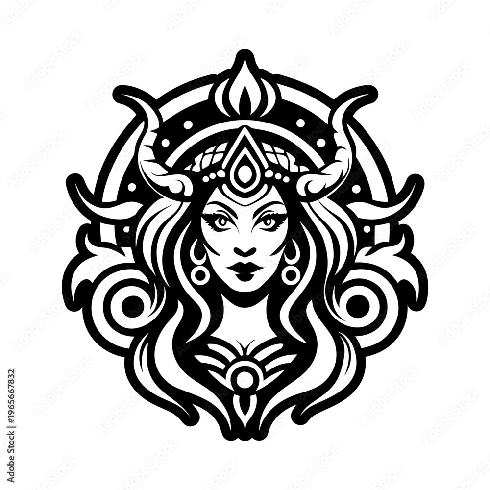 Obraz premium Goddess abundance icon in filled style