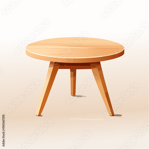 Round wooden table with three legs, simple and elegant furniture design