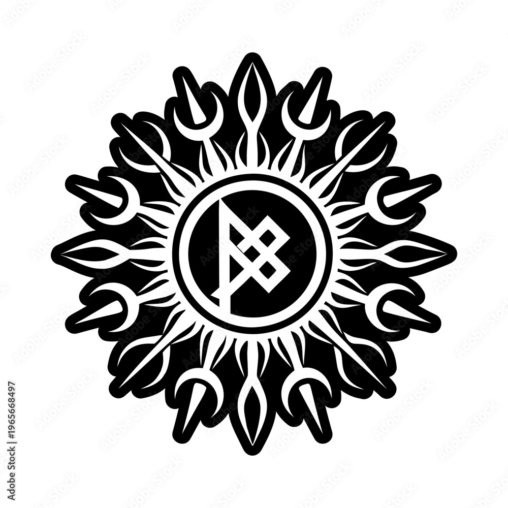Obraz premium Sowilo burst symbol icon in glyph style