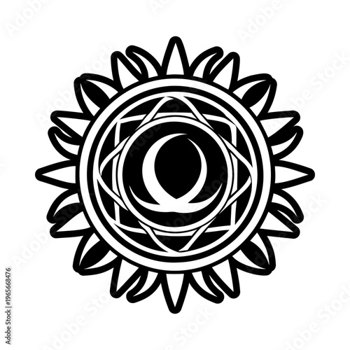 A filled style icon of solar eclipse symbol