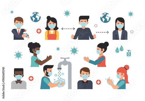 People Wearing Face Masks Hygiene Practices.