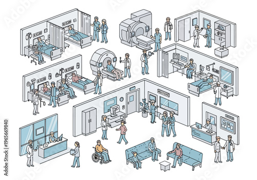 Medical staff in hospital ward area.