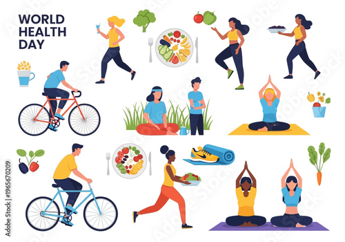 People engaging in healthy lifestyle activities.