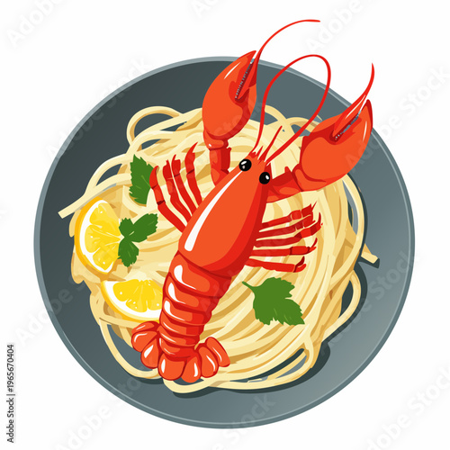 Hummer-Spaghetti in Safransauce