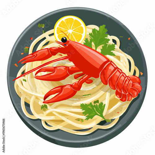 Hummer-Spaghetti in Safransauce