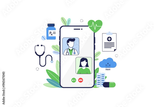 Telemedicine on a smartphone screen display.