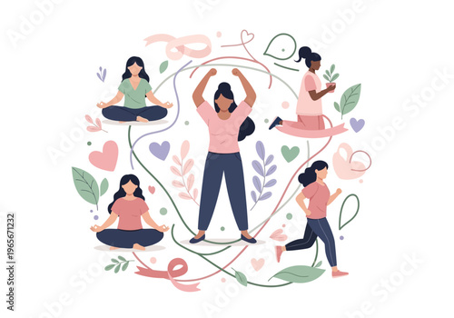 Women practicing yoga together in harmony.